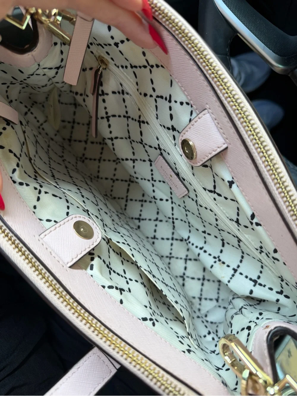 kate spade pale pink saffiano leather satchel with gold hardware